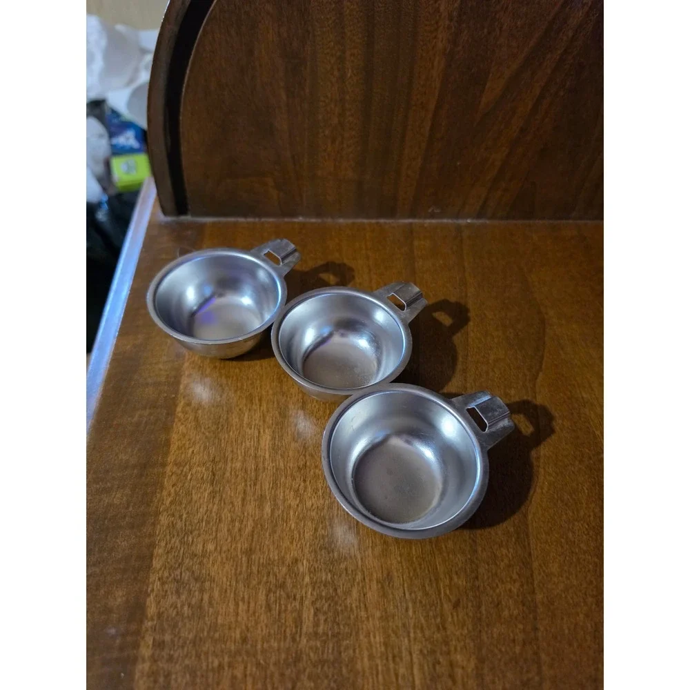 Set of 3 Stainless Steel Egg Poacher Replacement Cups Metal Inserts for Pan
